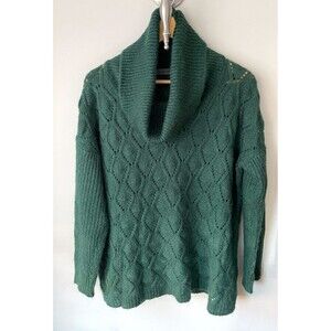 Elsamanda Italy Women Small Mohair Loose Knit Sweater Cowl Neck Green Oversized